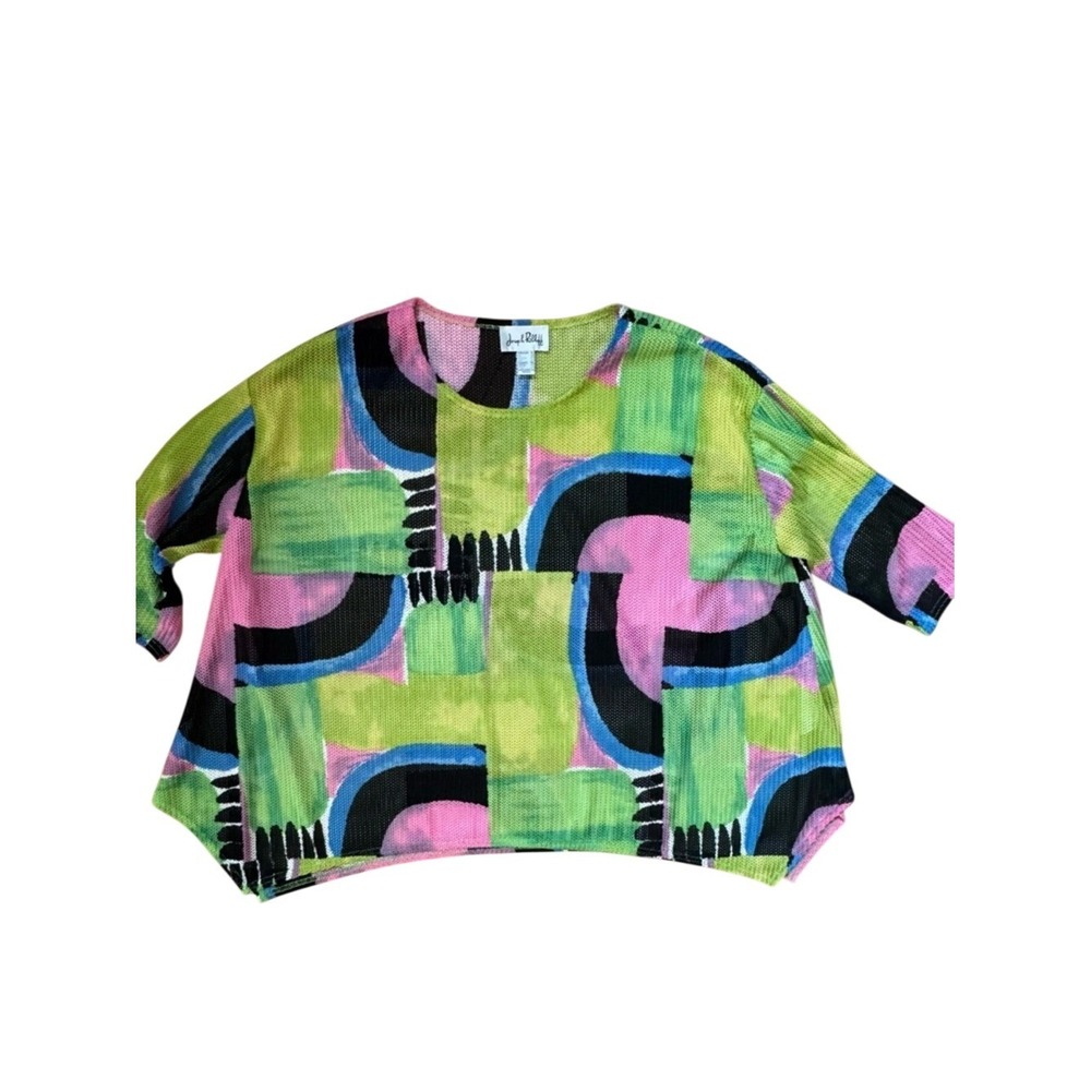 Joseph Ribkoff Womens Textured Top Sz 16 Art To Wear Artsy Geometric Colorful